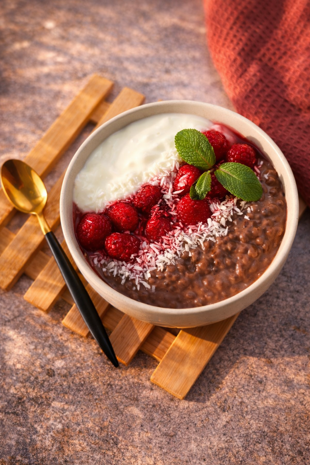 Pudding z tapioki czekoladowo-kokosowy ze skyrem