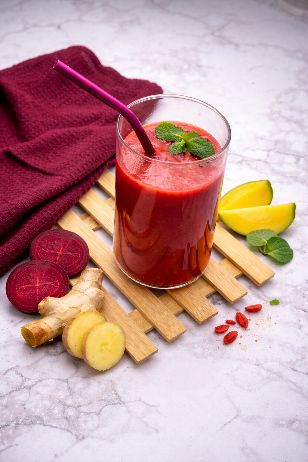 Smoothie burak-mango-imbir 