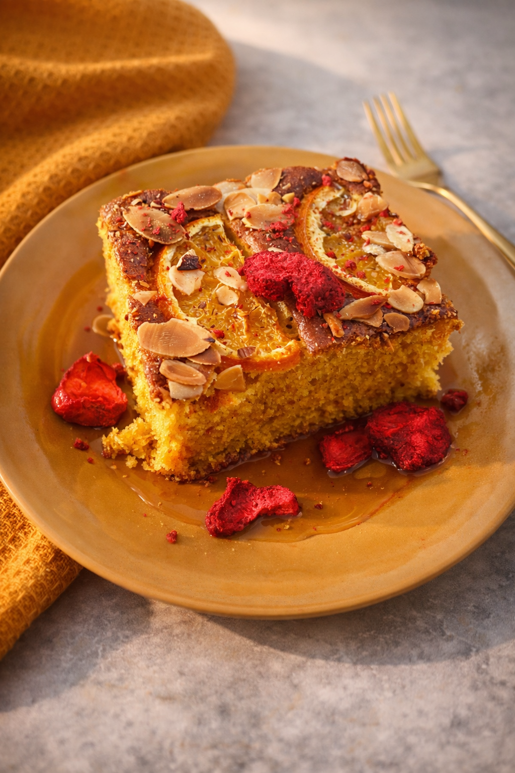 Ciasto pomarańczowe z migdałową posypką