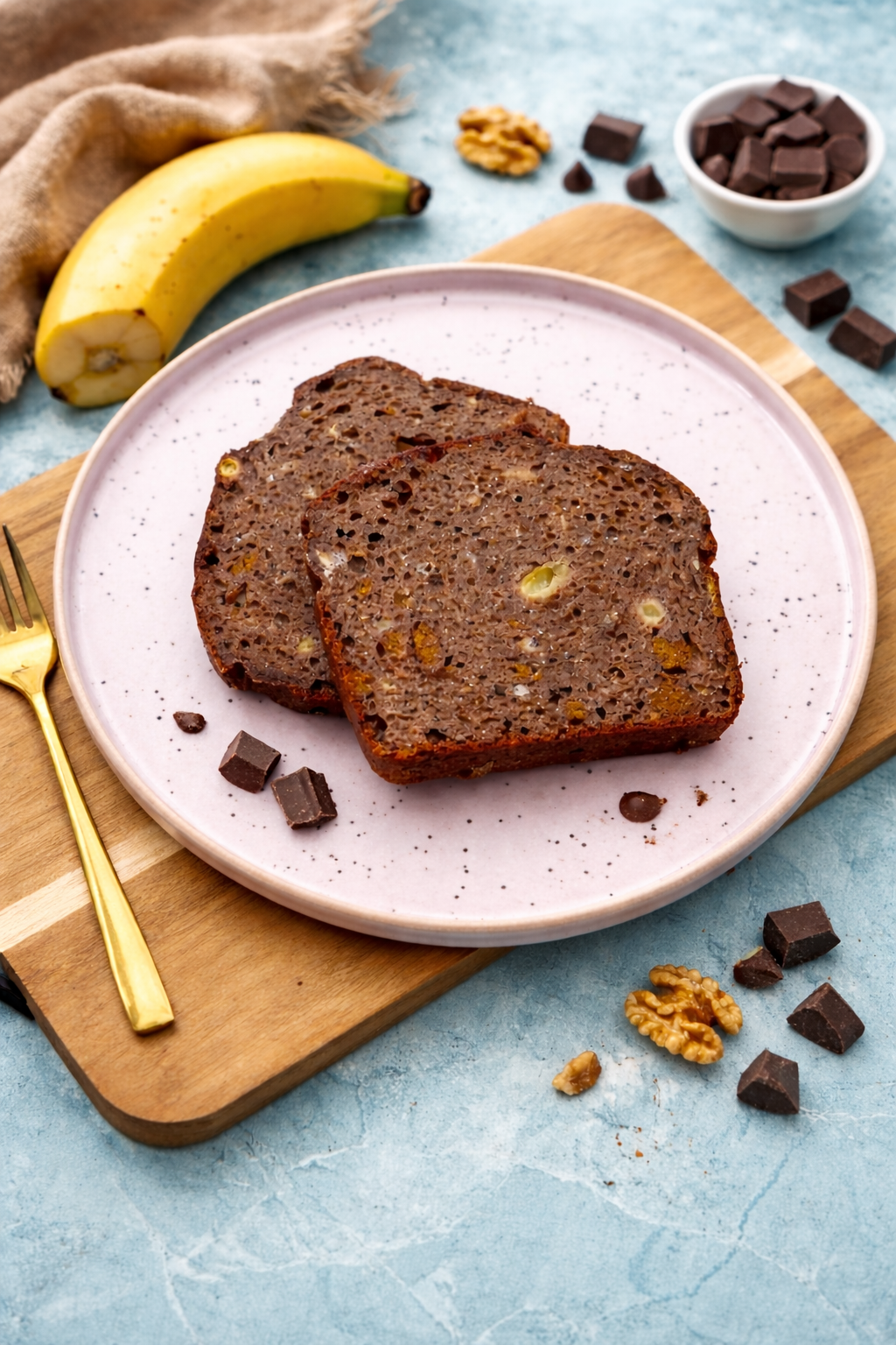 Proteinowy chlebek bananowy na mące migdałowej z ciasteczkiem lotus