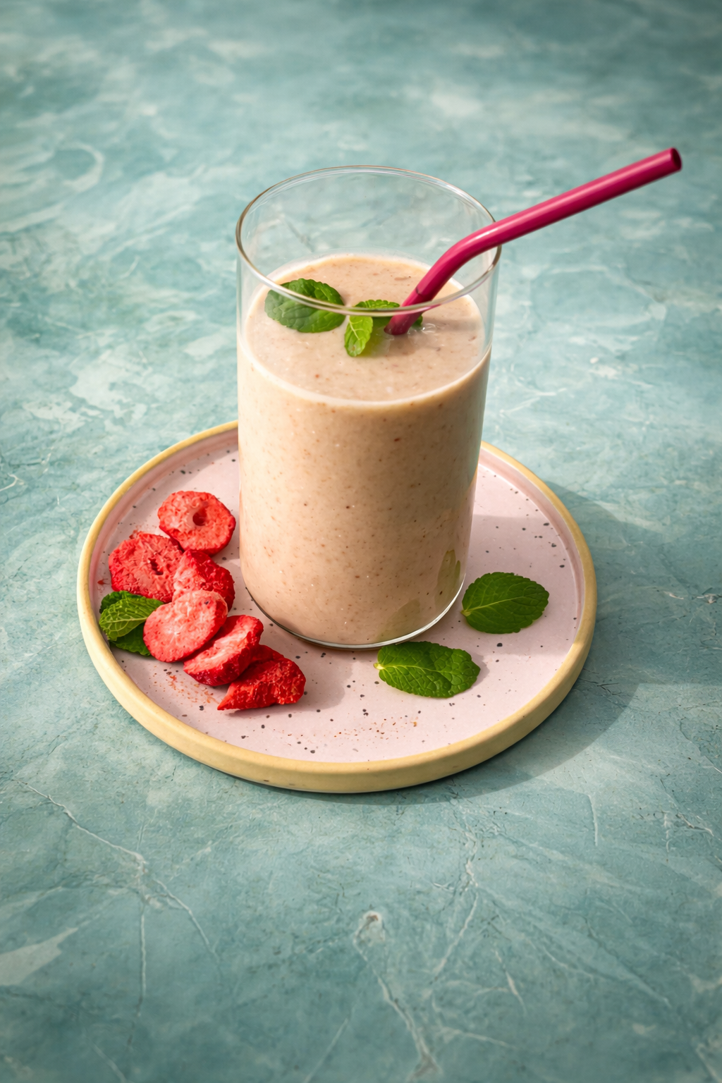 Koktajl z płatkami musli, truskawkami i kefirem