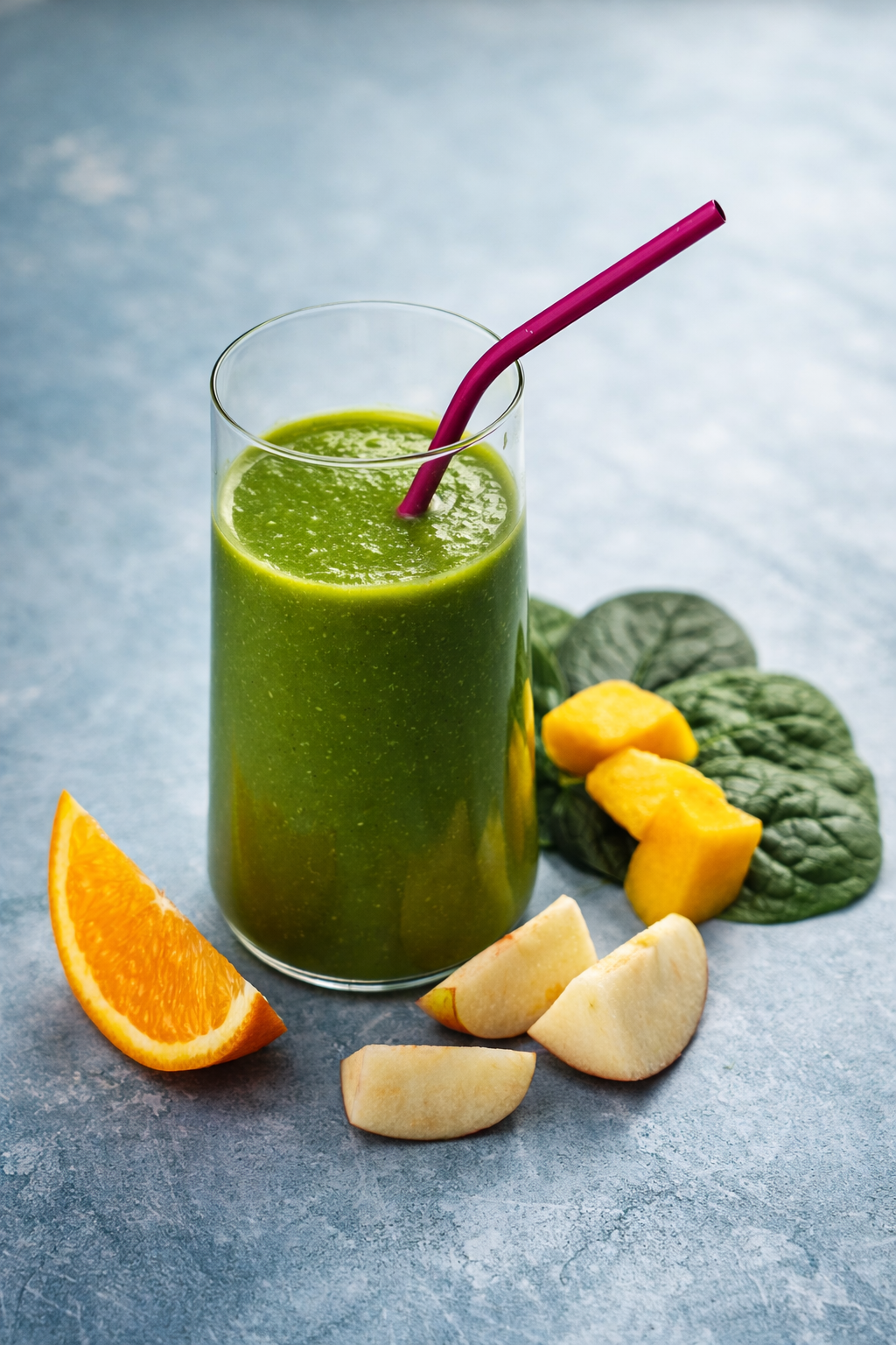 Zielone smoothie z mango i świeżo mielonym siemieniem lnianym