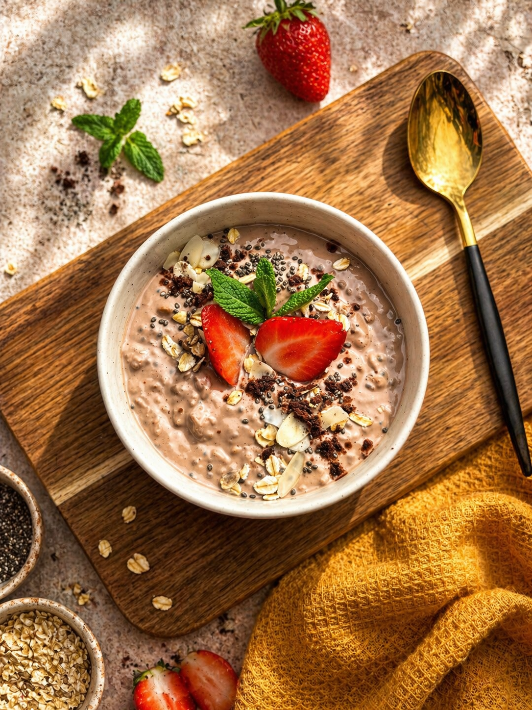 Proteinowa owsianka kawowa z chia a'la tiramisu