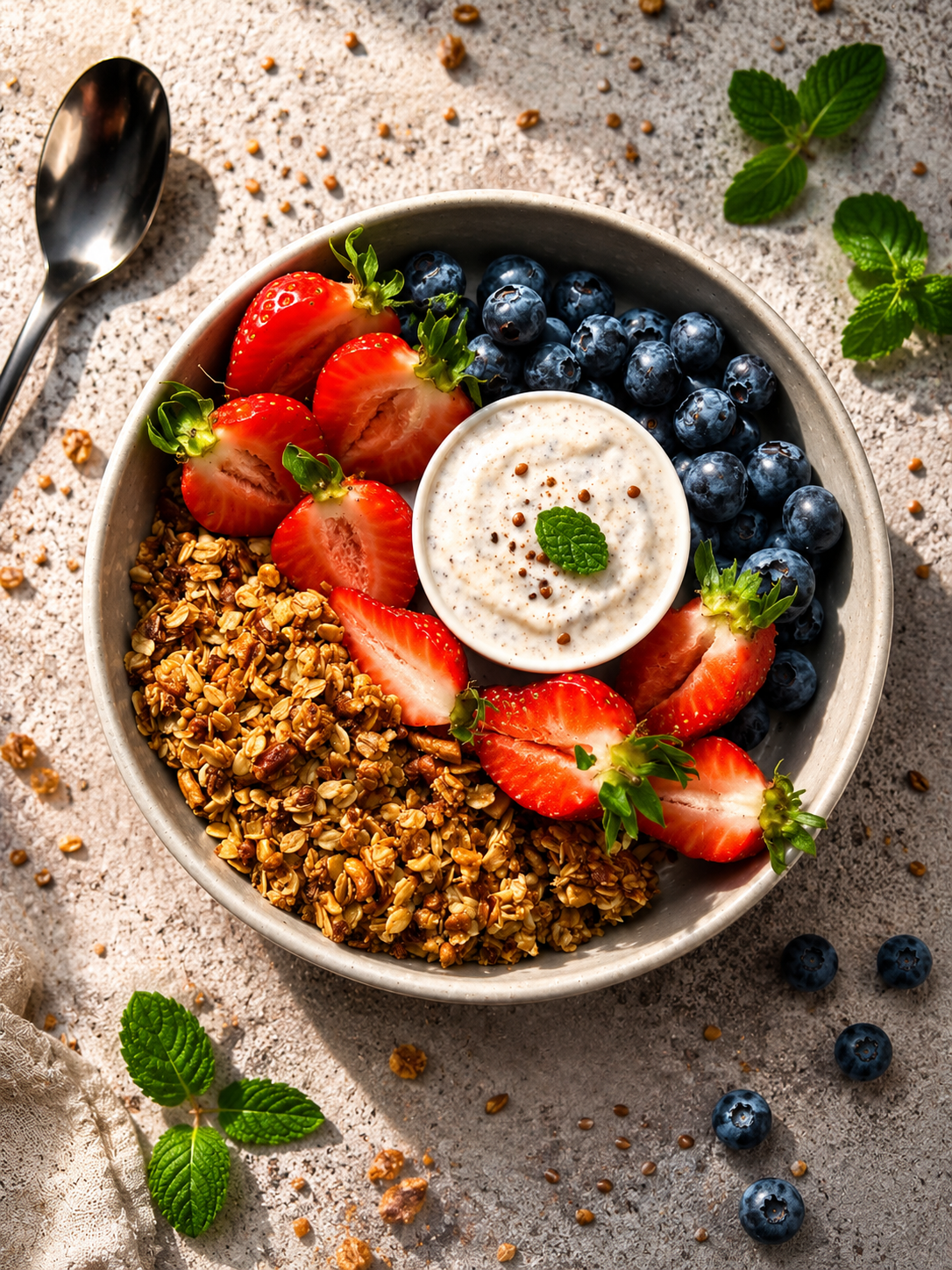 Granola chrupiący kokos / skyr straciatella z czekoladą wedlowską 