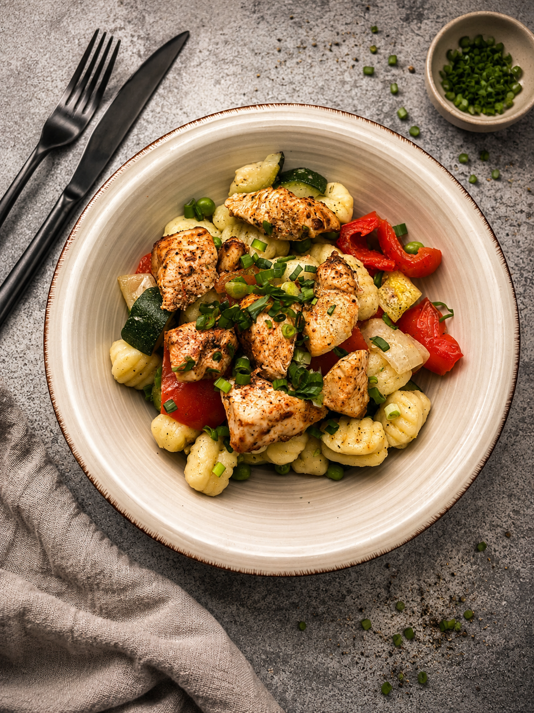 Gnocchi z kurczakiem i warzywami
