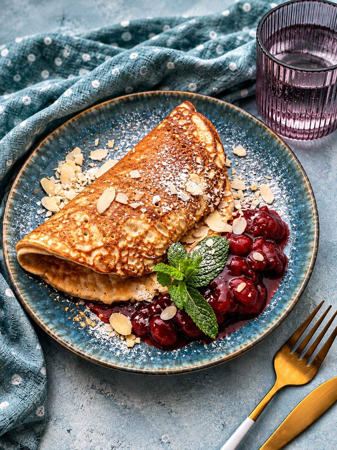Puszysty omlet wysokowęglowodanowy z bananem i owocami w żelu