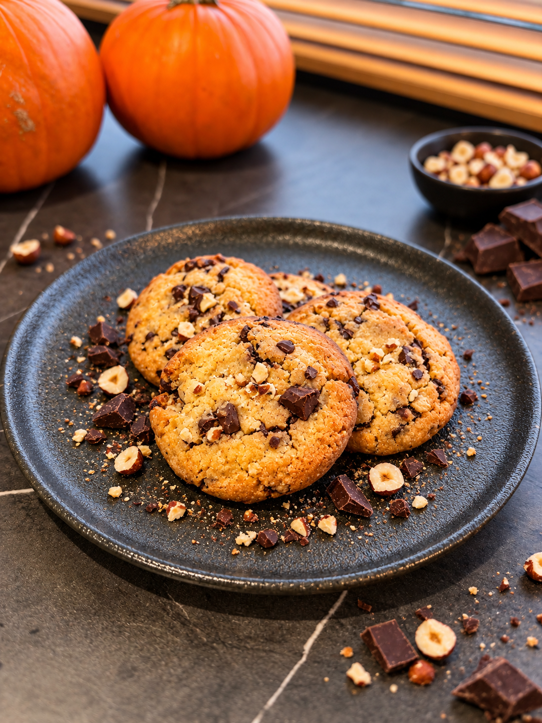 Cookies na mące ryżowej z kawałkami gorzkiej czekolady