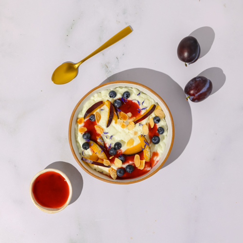 Pudding ryżowy z musem brzoskwiniowym (może zawierać pestkę)