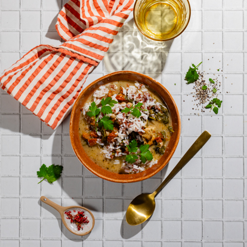 Zupa toskańska z indykiem i kolorowym ryżem