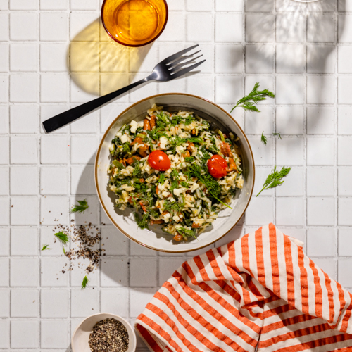 Risotto szpinakowo-cytrynowe z kurkami i suszonymi pomidorami