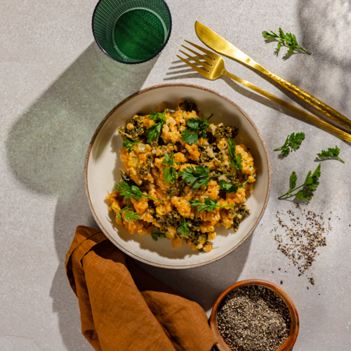 Wegańskie risotto z jarmużem i cukinią