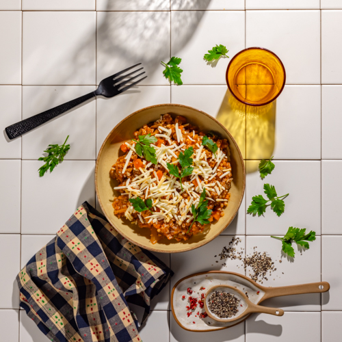 Kaszotto z białą kapustą, pomidorami i koperkiem