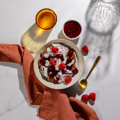 Kakaowa ryżanka z musem żurawinowym