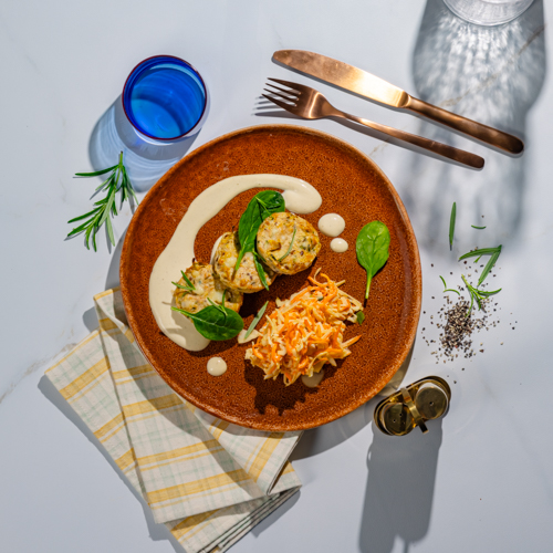 Kotlety drobiowe z warzywami i sosem cesarskim 