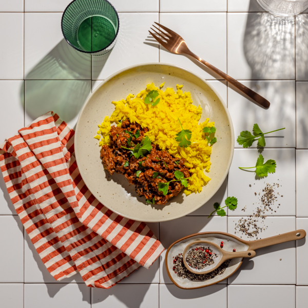 Chilli con carne z wieprzowiną i kalafiorowym ryżem