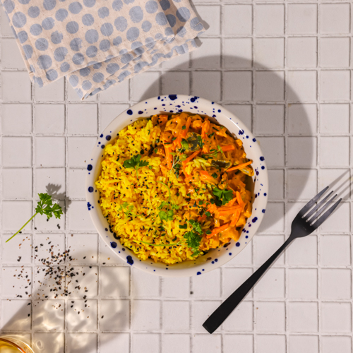 Wegetariańskie curry z ryżem basmati