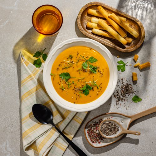 Krem dyniowy z paluszkami grissini